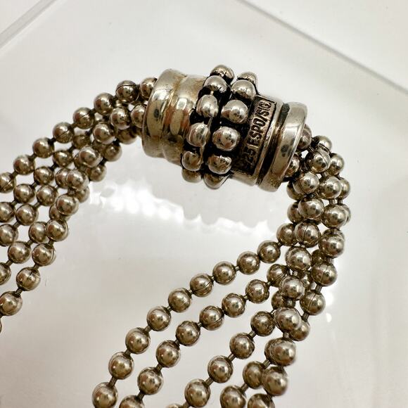 Vtg Joseph Esposito Necklace Espo Sterling Silver 5 Strand 18" Snap Closure - Picture 4 of 10